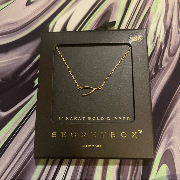 SecretBox Jewelry - Secretbox 14 karat gold dipped Wishbone Necklace